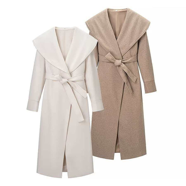 Manteau élégant pour femmes avec larges revers et ceinture à la taille Chic & Stil