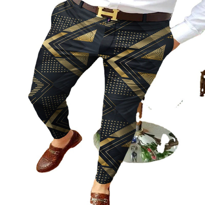 Stylish geometric print slim fit pants for men Lune London