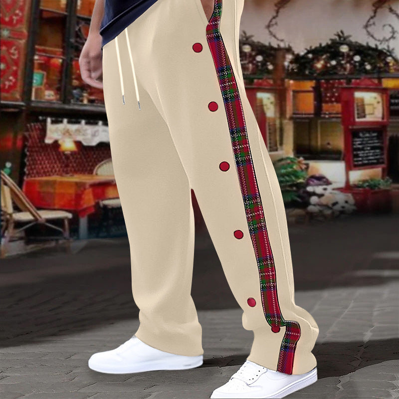 Comfortable men's jogger pants with side plaid pattern and functional snap buttons Lune London