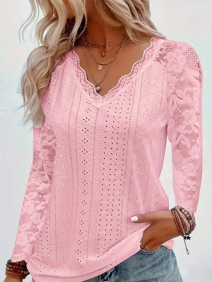 Dames Élégant Top avec Dentelle et Décolleté en V Chic & Stil