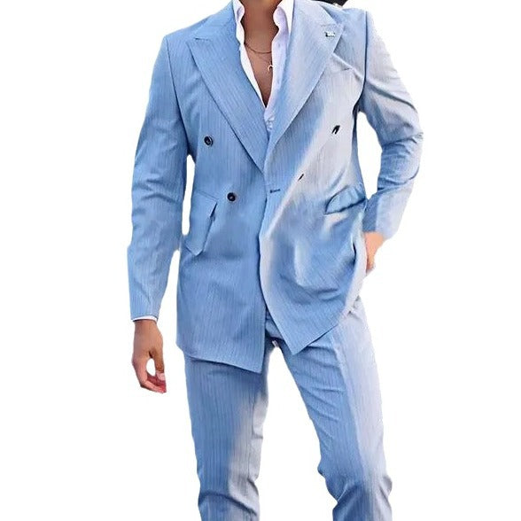 Elegant double-breasted suit for men with a striped pattern Lune London