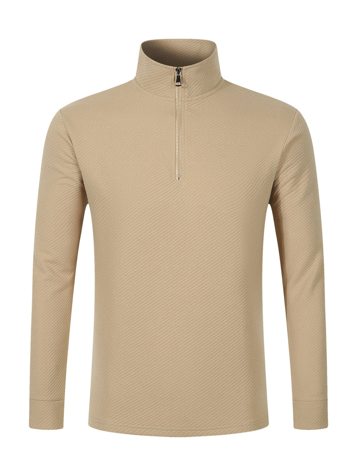 Functional long sleeve pullover for men with half-zip and innovative structural design Lune London