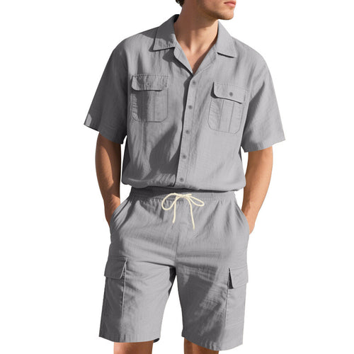 Tenue de loisirs pour hommes avec chemise décontractée et shorts cargo pratiques Amarae