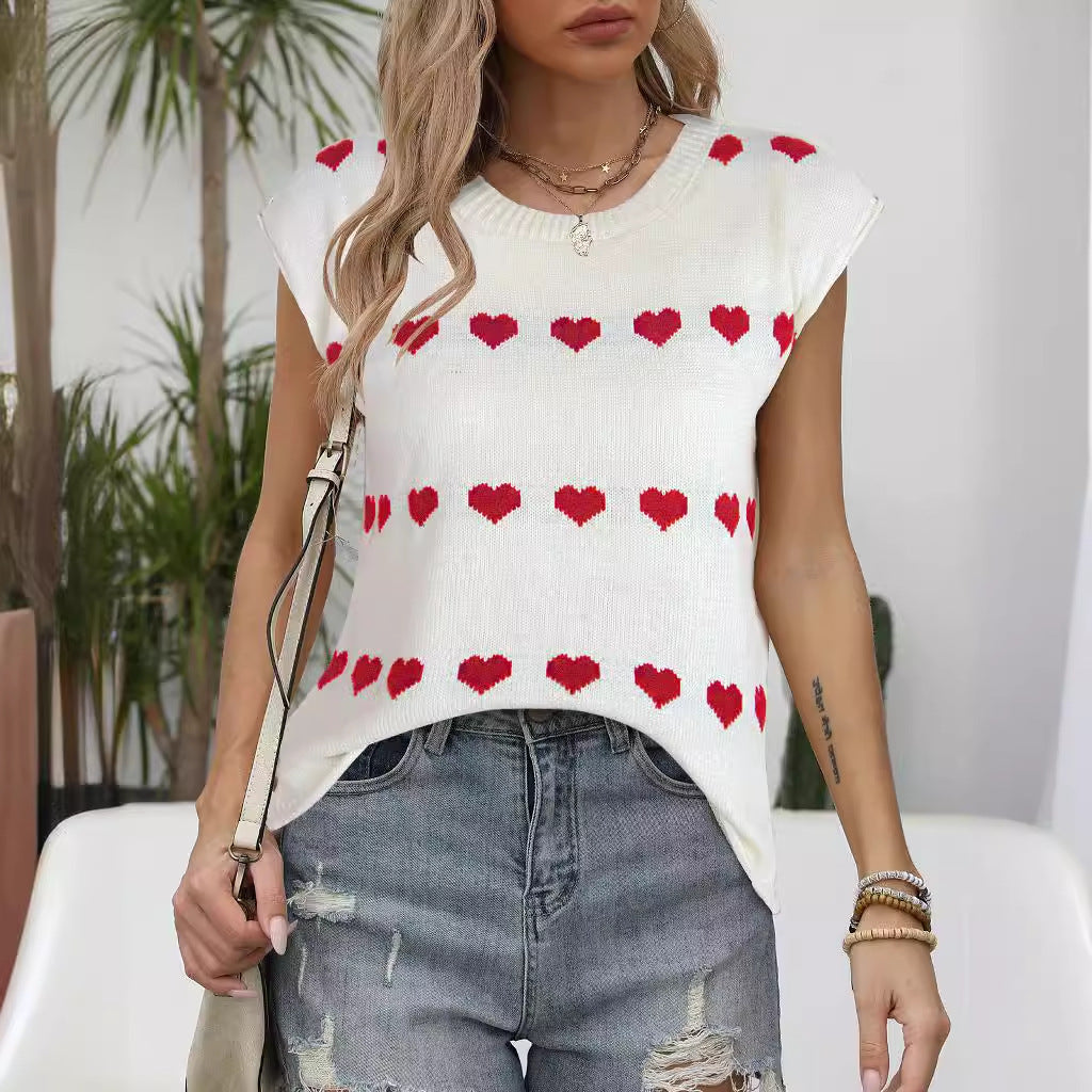 Haut tricoté pour femmes avec motif en coeur et coupe décontractée Chic & Stil