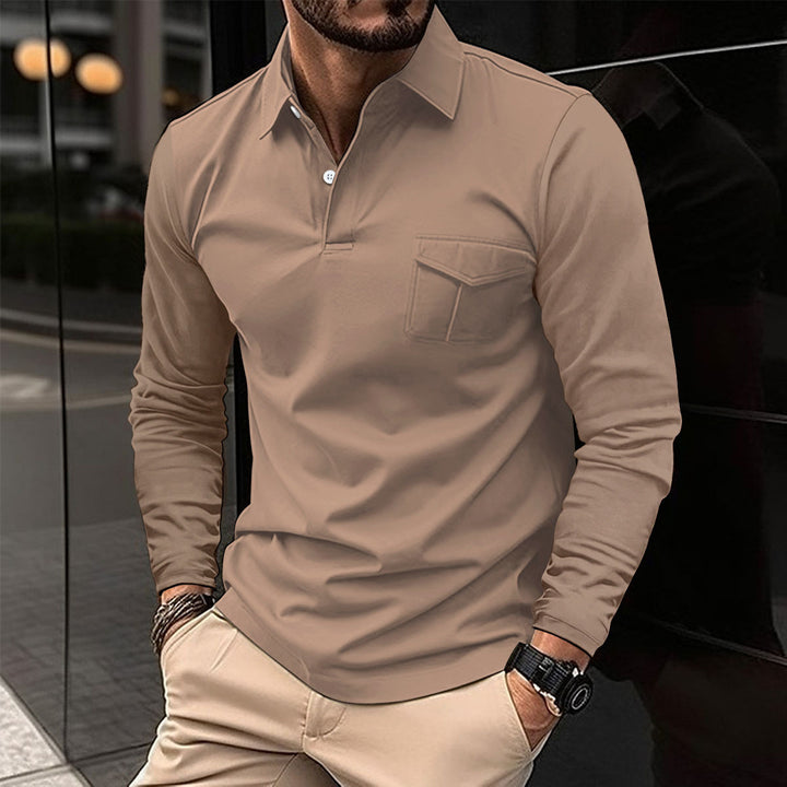 Casual long sleeve t-shirt for men with practical chest pocket Lune London