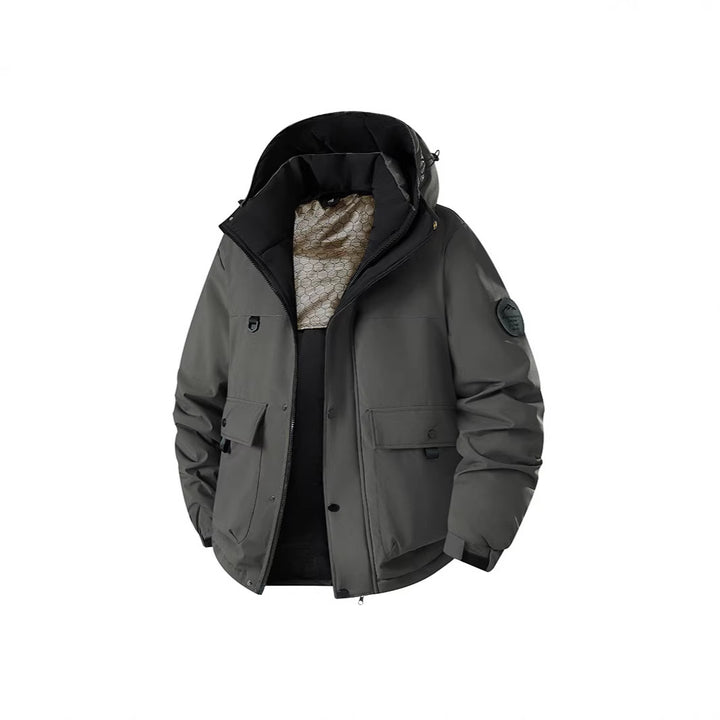 Men's Insulated Urban Parka with Stand-up Collar and Concealed Hood Amarae
