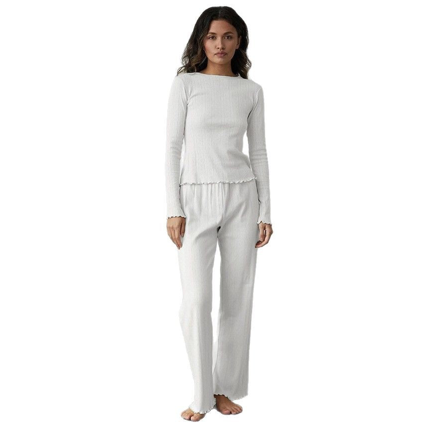Comfortable long sleeve long pajama for ladies with textured surface Lune London