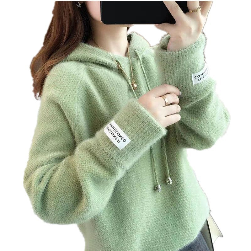 Ladies Cozy Hooded Sweatshirt with Drawstring and High Neck Amarae