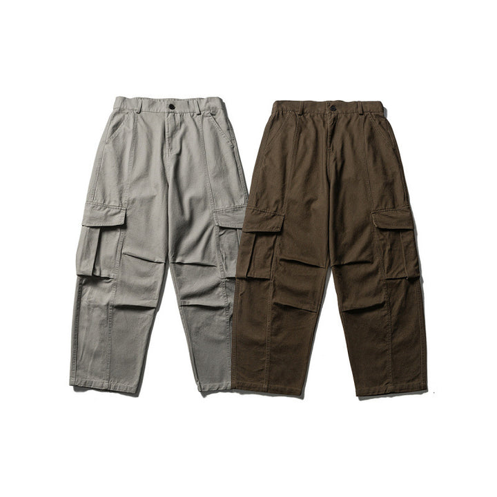 Men's Wide Utility Cargo Pants in Baggy Cut with Multiple Pockets and Reinforced Knee Areas Amarae