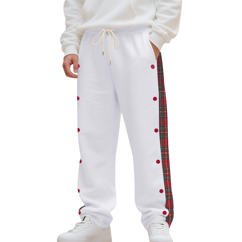 Elegant sport pants for men with side check pattern and snap button details Lune London