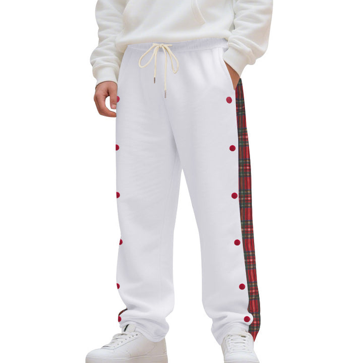 Elegant sport pants for men with side check pattern and snap button details Lune London