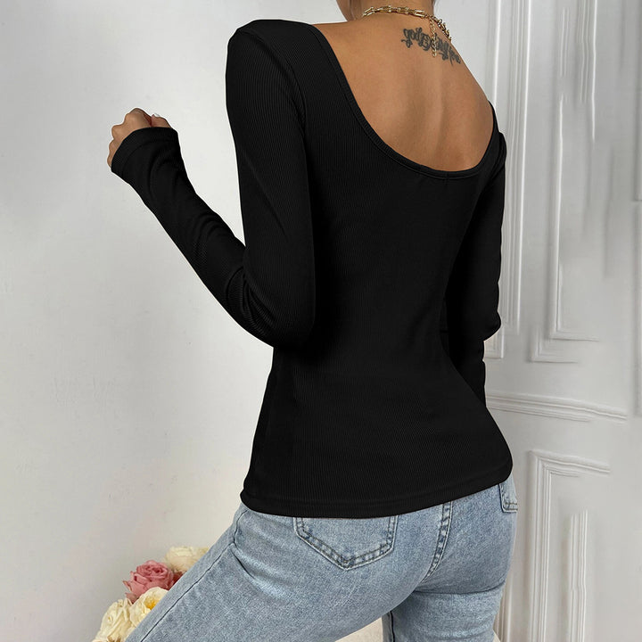 Bodysuit pour femmes à manches longues avec design enveloppant décoratif Chic & Stil