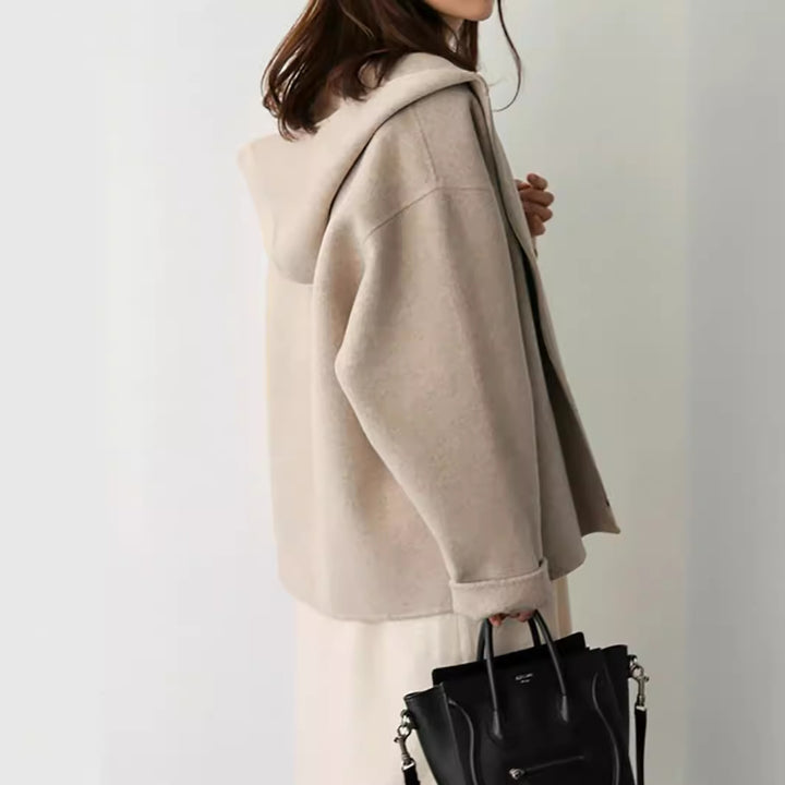 Elegant and modern hooded jacket for women in soft material Lune London