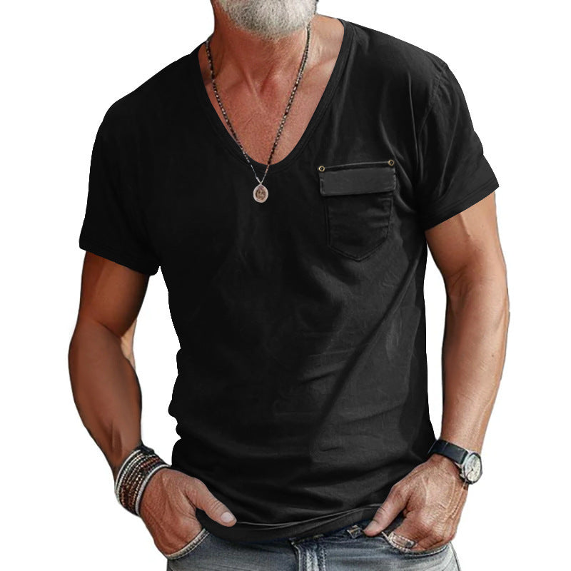 V-neck T-shirt for men with practical chest pocket Lune London