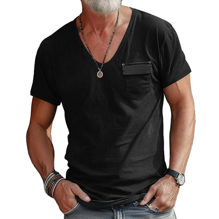 V-neck T-shirt for men with practical chest pocket Lune London