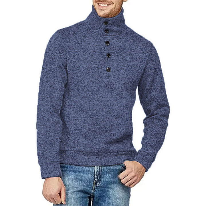 Men's High-Quality Sweater with High Neck and Button Detail Lune London