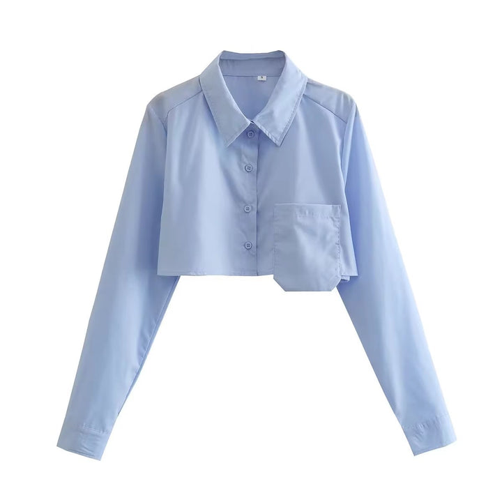 Cropped blouse for women with a modern fit and practical pocket design Lune London