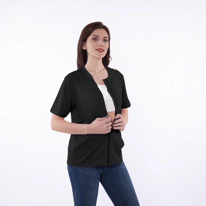 Short sporty jacket for women with short sleeves, featuring a practical zipper and a casual fit Lune London