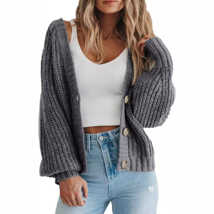 Women Oversized Knit Cardigan with Chic Button Detail and Style