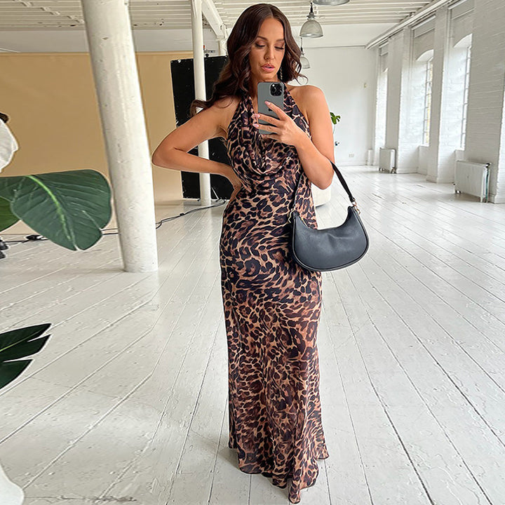 Maxi dress with cowl neck for women with side slit Lune London