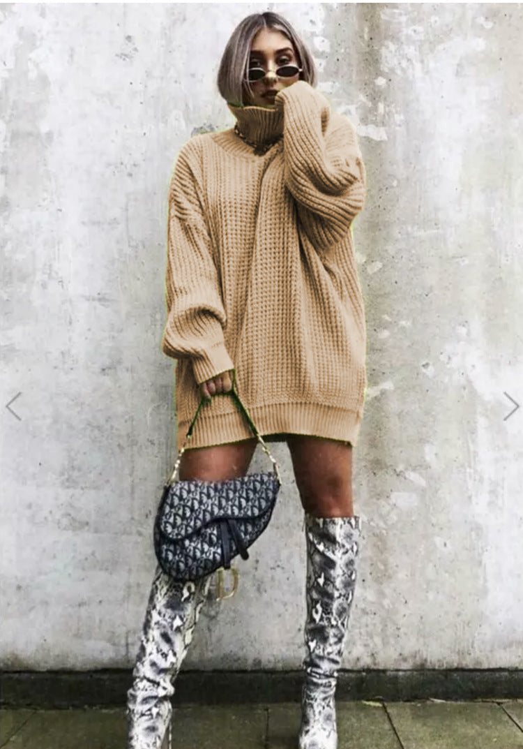 Oversized knit sweater for women with a structured look and high collar Lune London