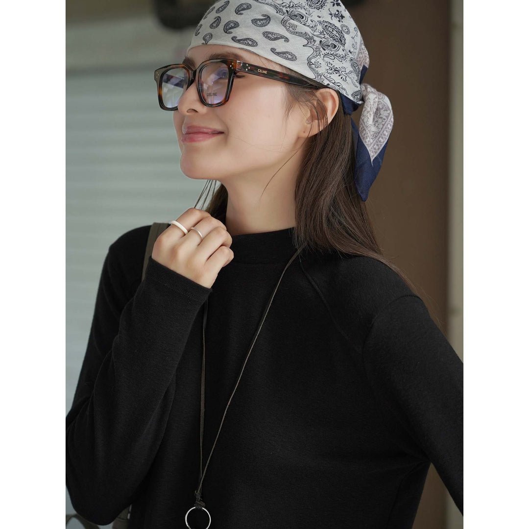 Women Long Sleeve Mockneck Sweatshirt made of Cotton Blend Amarae