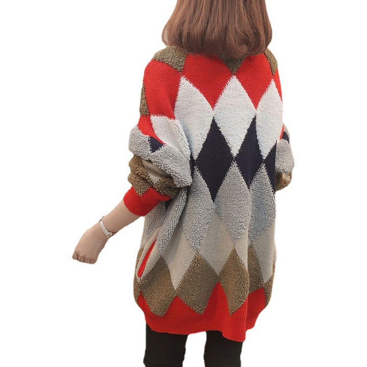 Knitted patterned cardigan for women with button details and relaxed fit Lune London