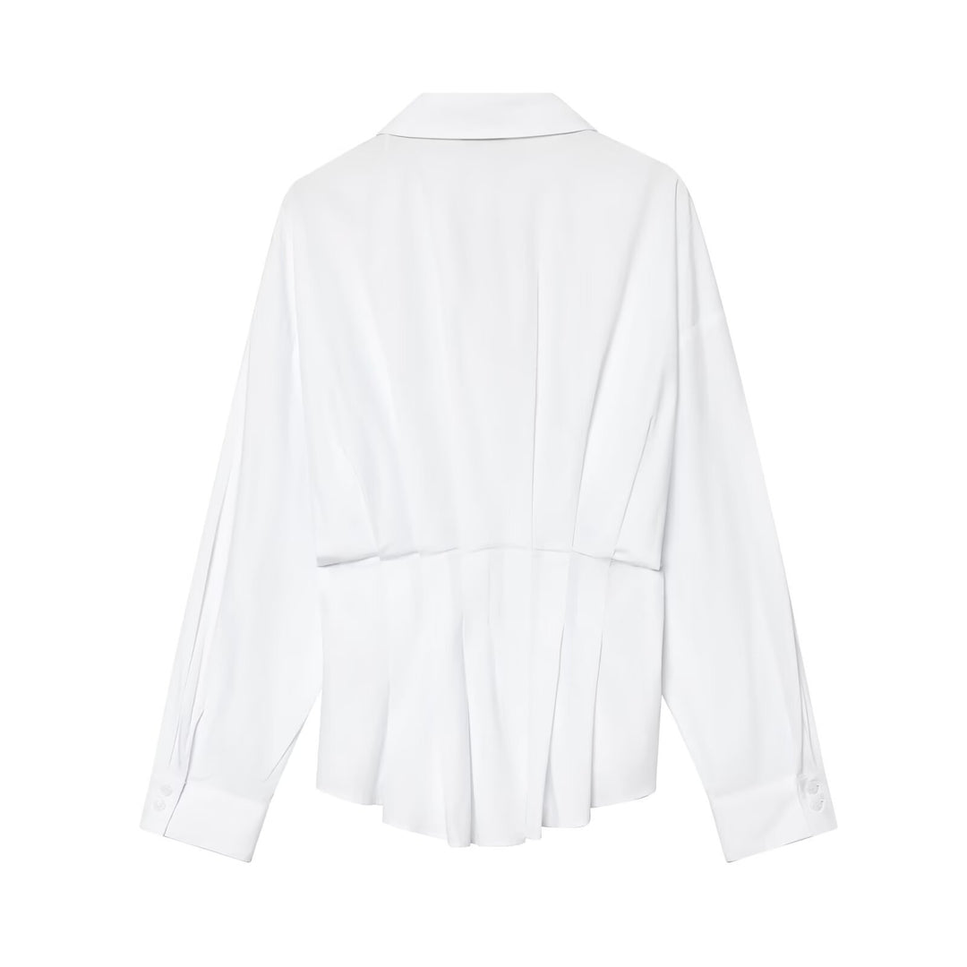 Women's Loose Shirt Blouse with Waist Pleats and Dropped Shoulders Amarae