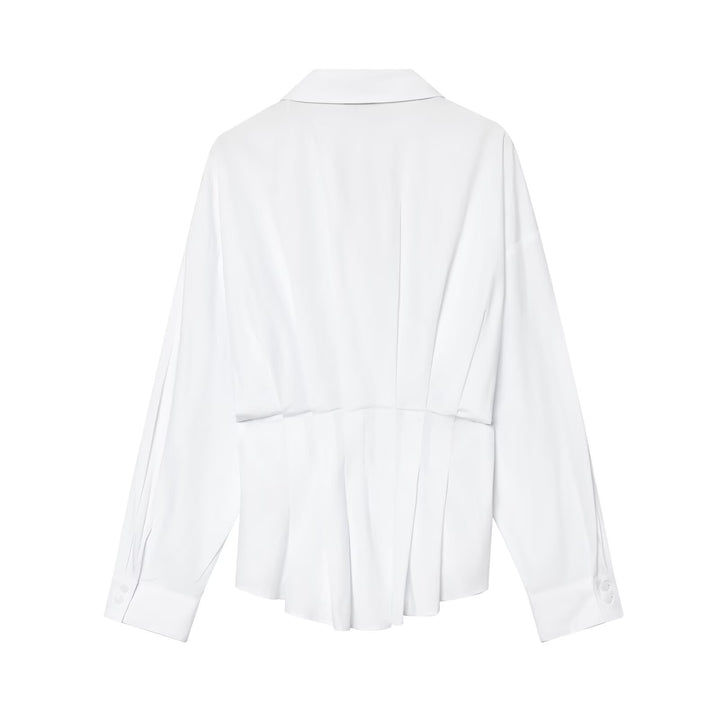 Women's Loose Shirt Blouse with Waist Pleats and Dropped Shoulders Amarae