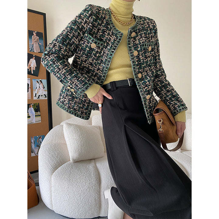 Women's Elegant Boucle Jacket with Decorative Buttons Chic & Stil