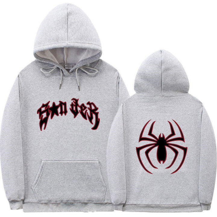 Women's hoodie with striking spider motif and coarse lettering Lune London