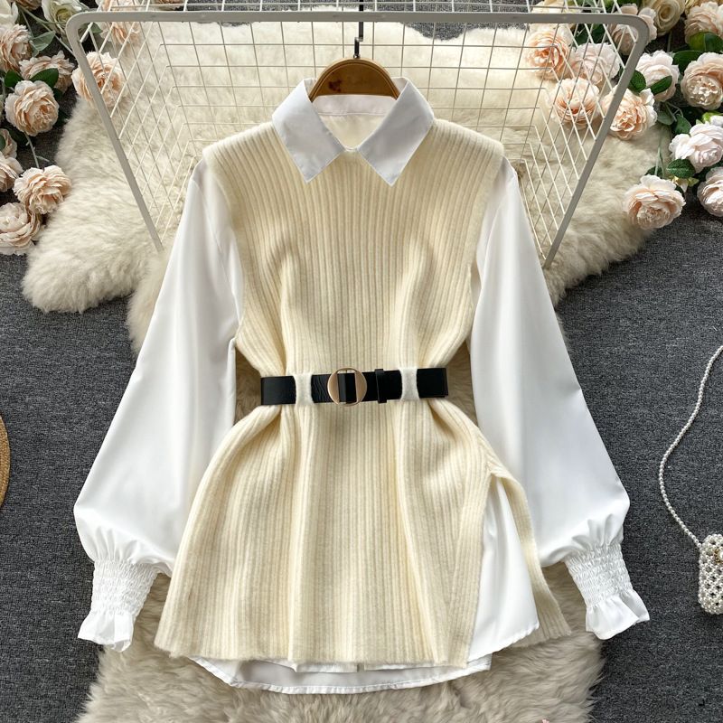 Robe en tricot pour femmes avec un look de blouse élégante Chic & Stil