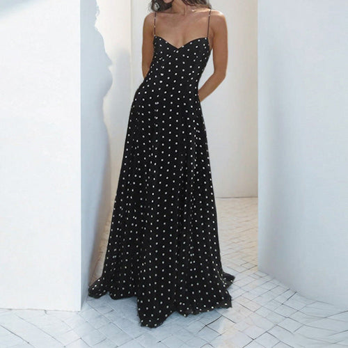 Women’s Maxi Dress with Delicate Heart Cutout and Playful Polka Dot Pattern Amarae