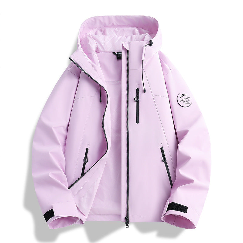 Women Lightweight Waterproof Hooded Jacket with Teddy Charm and Concealed Zipper Pockets Amarae