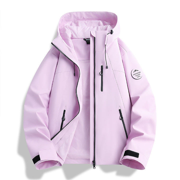 Women Lightweight Waterproof Hooded Jacket with Teddy Charm and Concealed Zipper Pockets Amarae