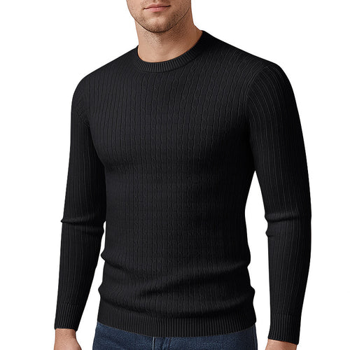 Trendy knitted sweater for men with a fine cable knit pattern.
