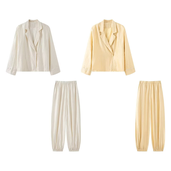 Ladies Two-Piece Lounge Set with Blazer Jacket and Elastic Waist Pants Amarae