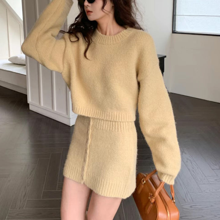 Ensemble en tricot court pour femmes avec taille haute Chic & Stil