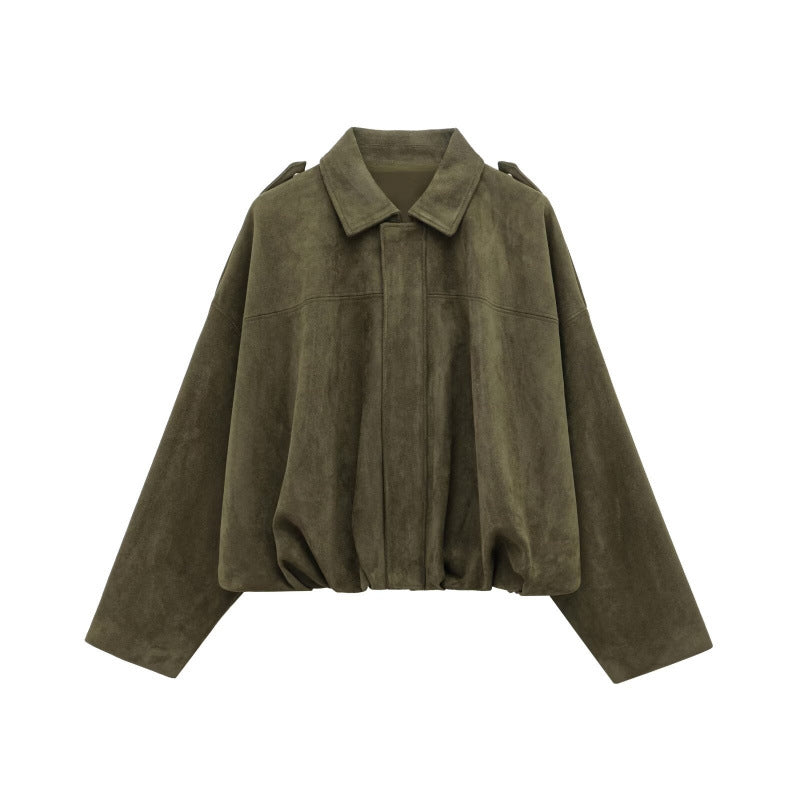 Trendy oversized jacket for women in soft faux leather with chic and stylish decorative details