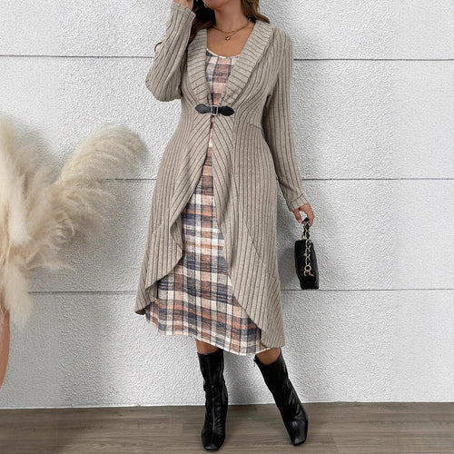 Knitted jacket for women with asymmetrical cut and decorative belt Amarae