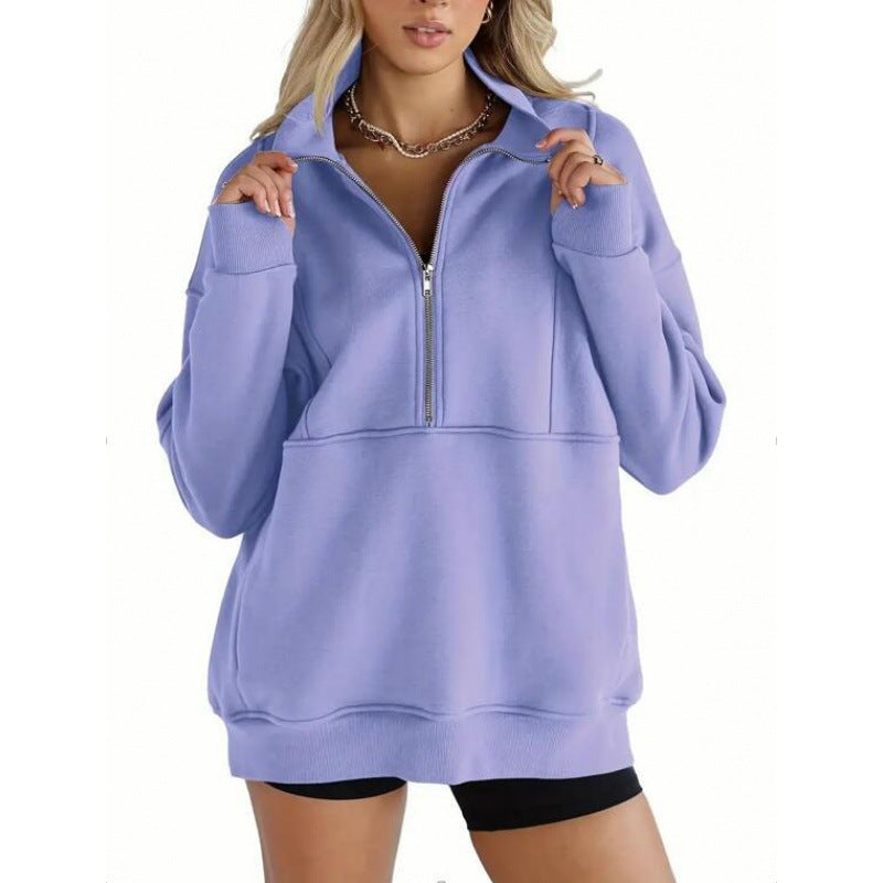 Women's sweatshirt with half-zip and oversized fit Lune London