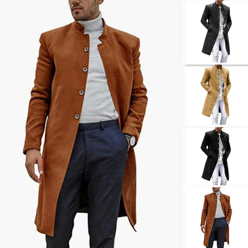 Elegant long coat for men with slim fit and high collar Amarae
