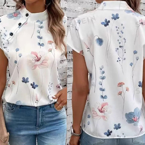 Women’s blouse with floral pattern and cape sleeves Amarae