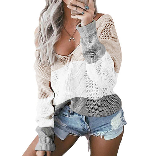 Knitted off-shoulder sweater for women with an attractive color gradient Amarae