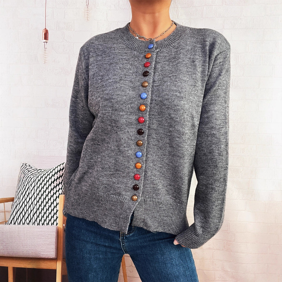 Cardigan pour femmes avec détail de bouton coloré Chic & Stil