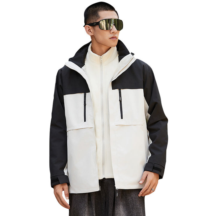 Men's technical outdoor jacket with hood, water-repellent membrane and multifunctional zip pockets Amarae