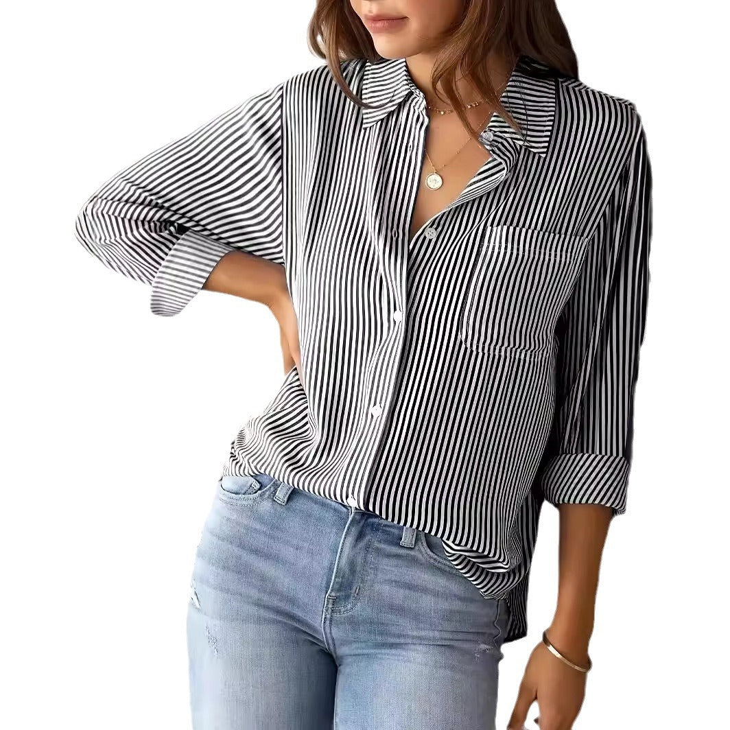 Women's Checked Shirt with Casual Cut and Applied Chest Pocket Lune London