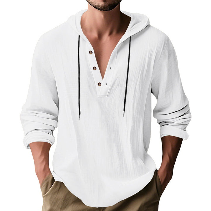 Men's casual hoodie shirt with modern button placket design Amarae