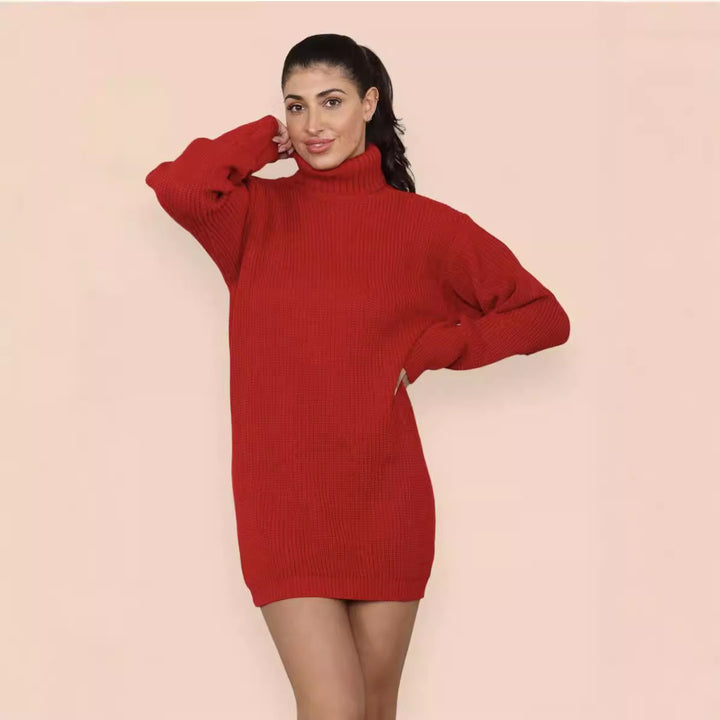 Robe en tricot pour femmes avec col roulé haut et coupe décontractée Chic & Stil