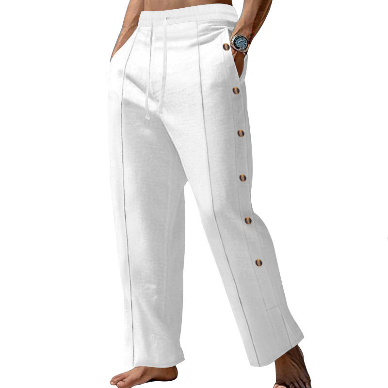 Casual beach pants for men with side snap buttons and elastic waist Lune London